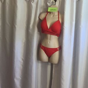 NWOT SHADE & SHORE red bikini in top size 36 c bottoms size medium